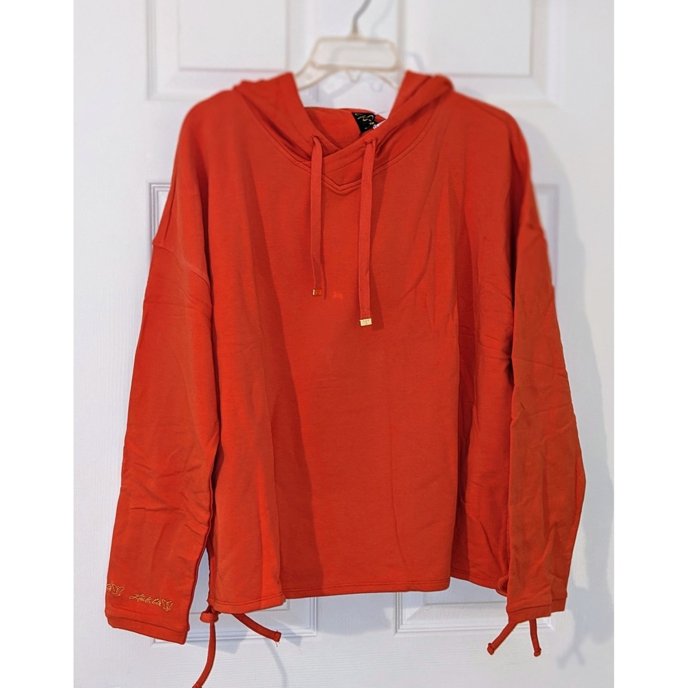 Laila‎ Ali Orange Hoodie Sweatshirt Drawstring Pullover Casual 2X NWT